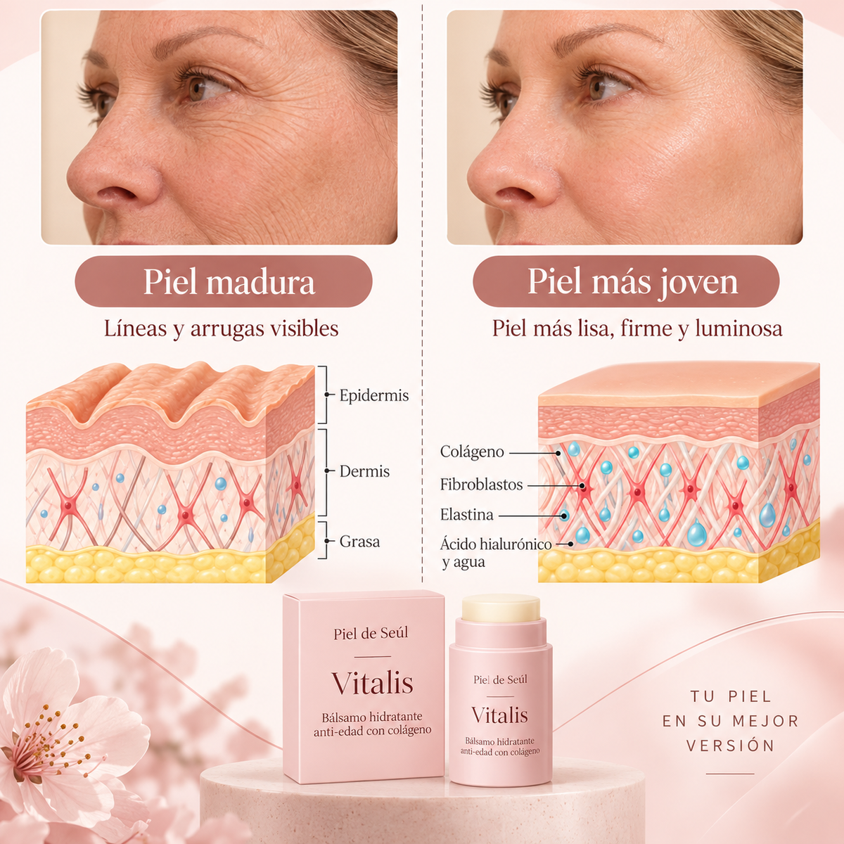 Piel de Seúl VITALIS- Bálsamo hidratante anti-edad con colágeno